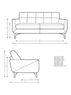 John Lewis Barbican Medium 2 Seater Leather Sofa, Light Leg - view 2, Matt Black