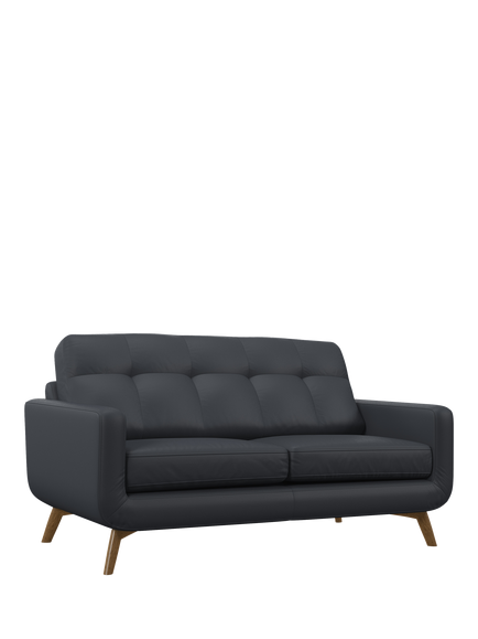 John Lewis Barbican Medium 2 Seater Leather Sofa, Light Leg, Matt Navy