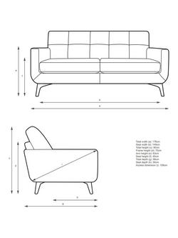 John Lewis Barbican Medium 2 Seater Leather Sofa, Light Leg - view 2, Matt Navy