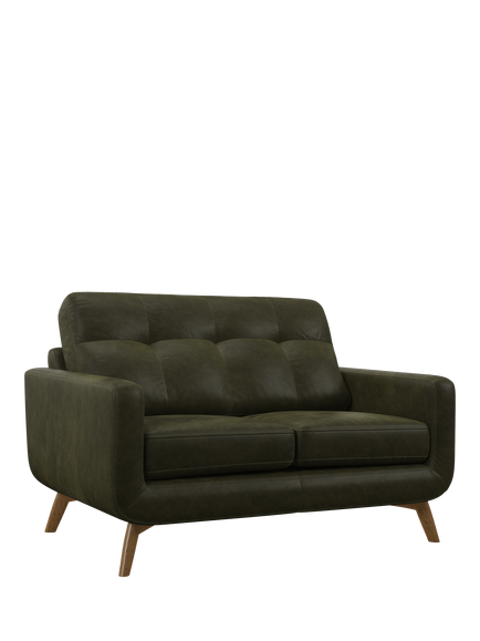 John Lewis Barbican Small 2 Seater Leather Sofa, Light Leg, Demetra Green