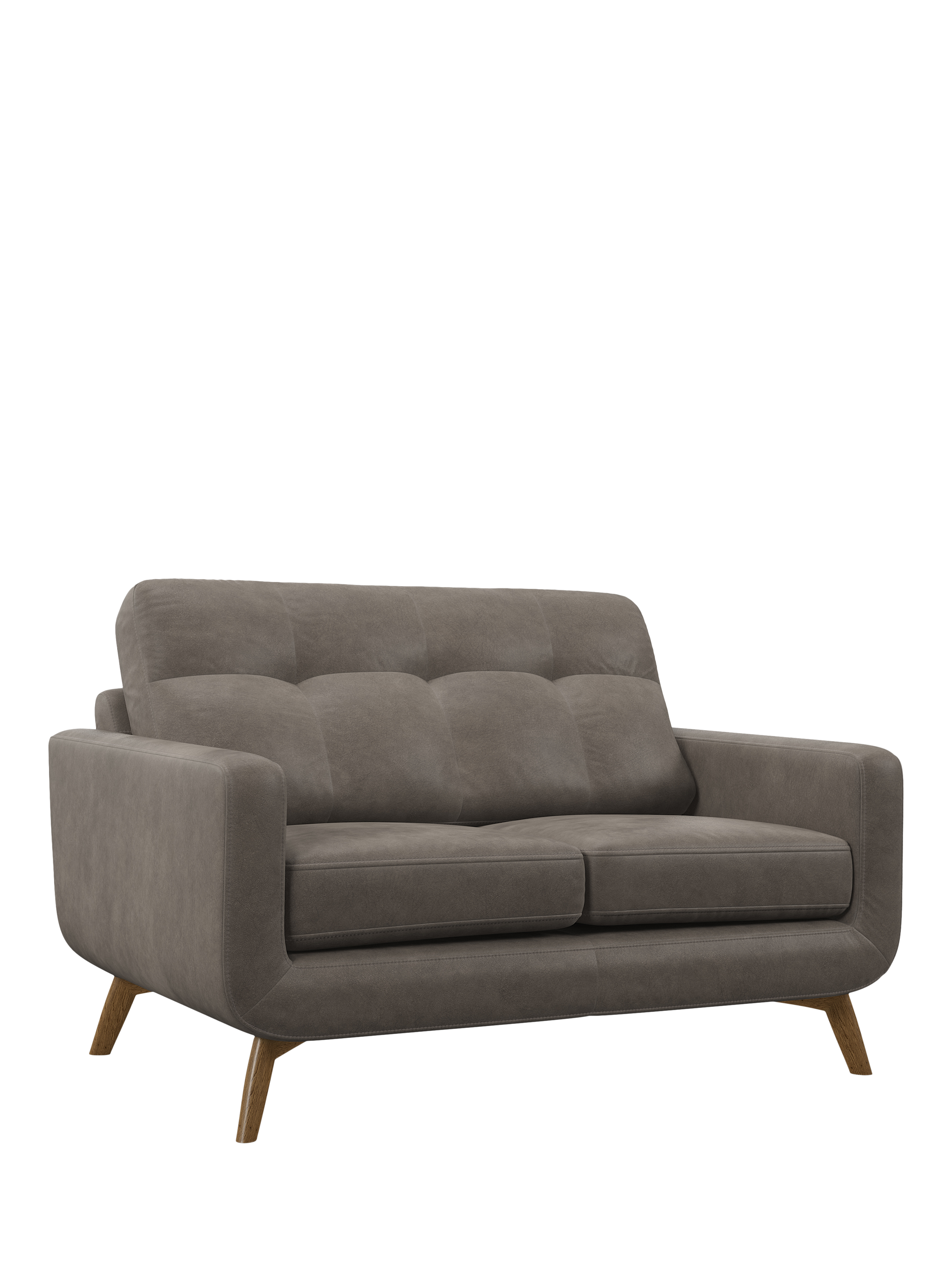 Barbican Range, John Lewis Barbican Small 2 Seater Leather Sofa, Light Leg, Demetra Grey