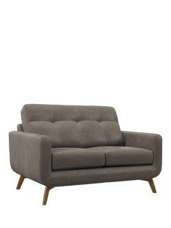 John Lewis Barbican Small 2 Seater Leather Sofa, Light Leg, Demetra Grey