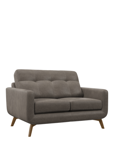 John Lewis Barbican Small 2 Seater Leather Sofa, Light Leg, Demetra Grey