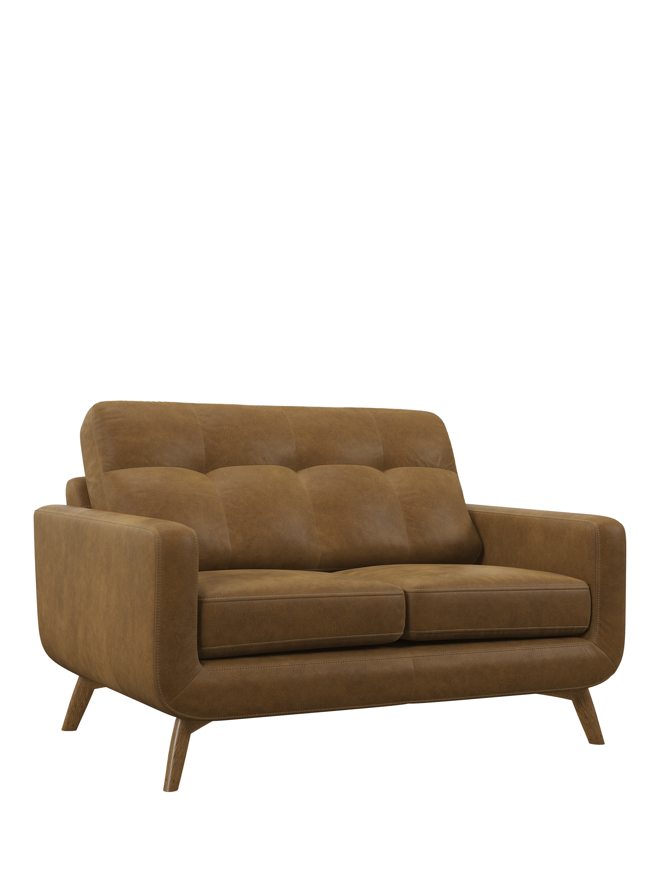 Barbican Range, John Lewis Barbican Small 2 Seater Leather Sofa, Light Leg, Demetra Light Tan