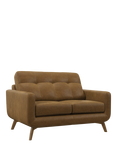 John Lewis Barbican Small 2 Seater Leather Sofa, Light Leg, Demetra Light Tan