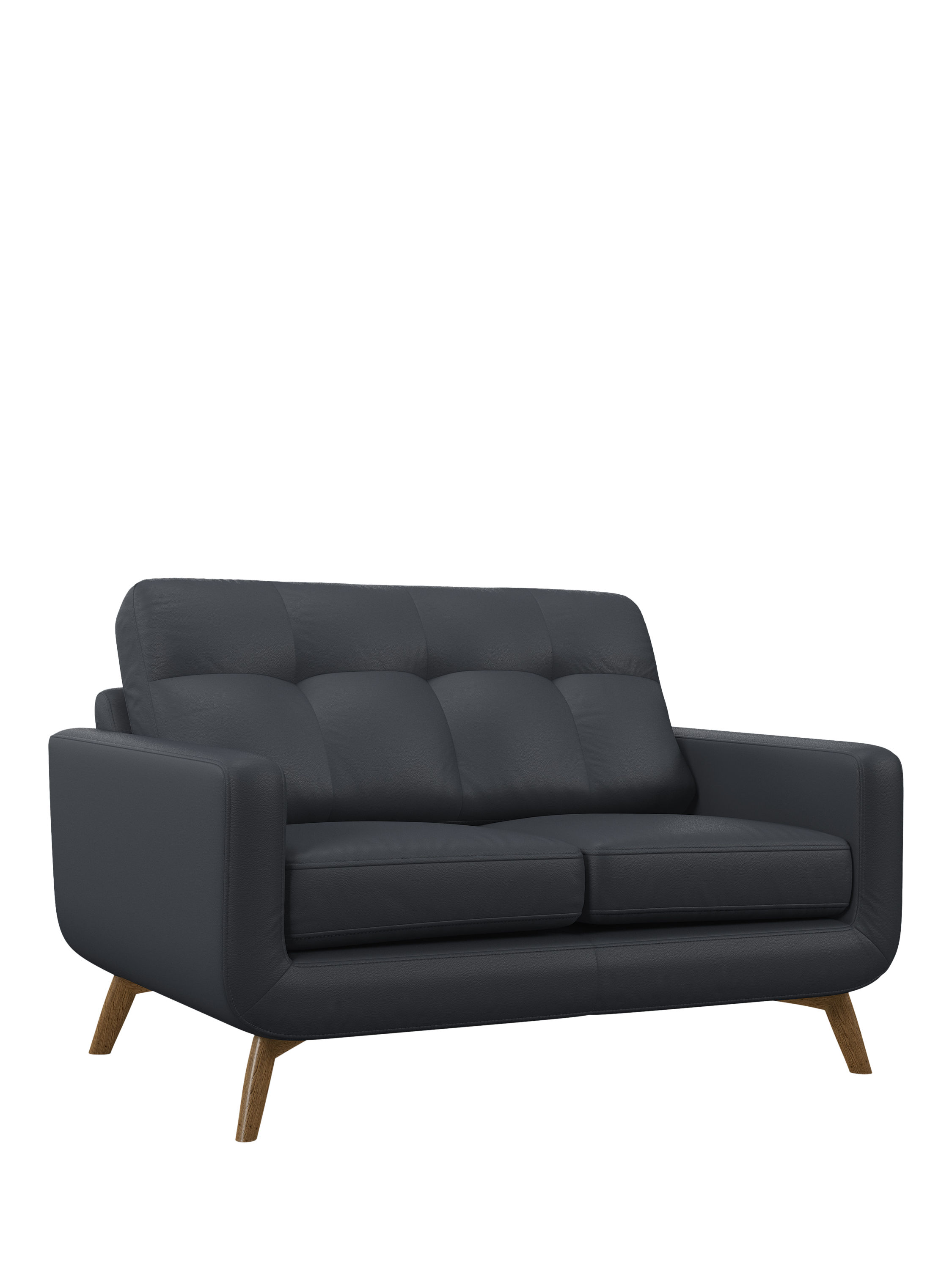 Barbican Range, John Lewis Barbican Small 2 Seater Leather Sofa, Light Leg, Matt Navy