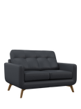 John Lewis Barbican Small 2 Seater Leather Sofa, Light Leg, Matt Navy