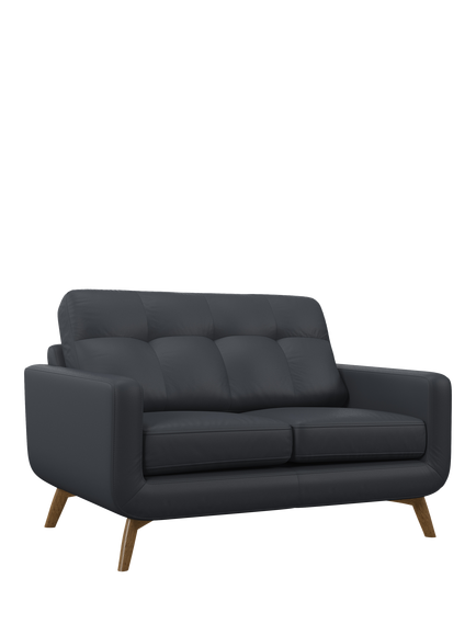 John Lewis Barbican Small 2 Seater Leather Sofa, Light Leg, Matt Navy