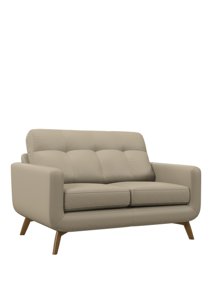 John Lewis Barbican Small 2 Seater Leather Sofa, Light Leg, Matt Pearl