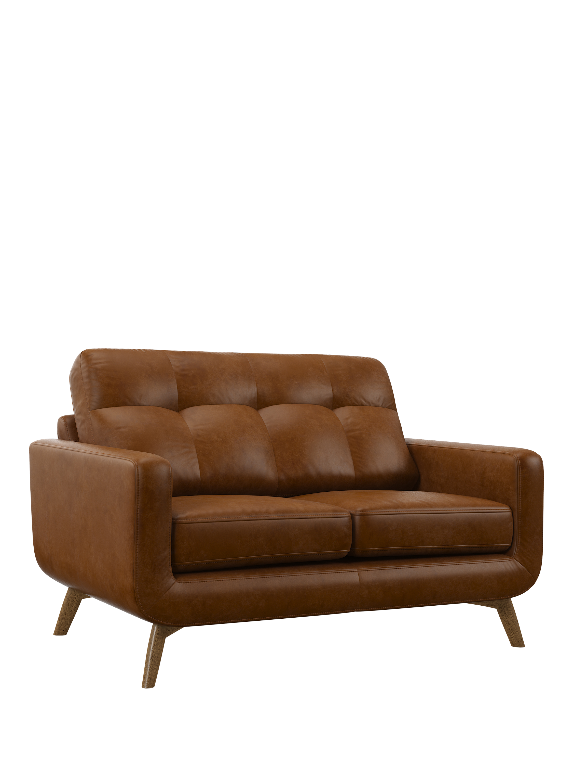 Barbican Range, John Lewis Barbican Small 2 Seater Leather Sofa, Light Leg, Premium Caramel