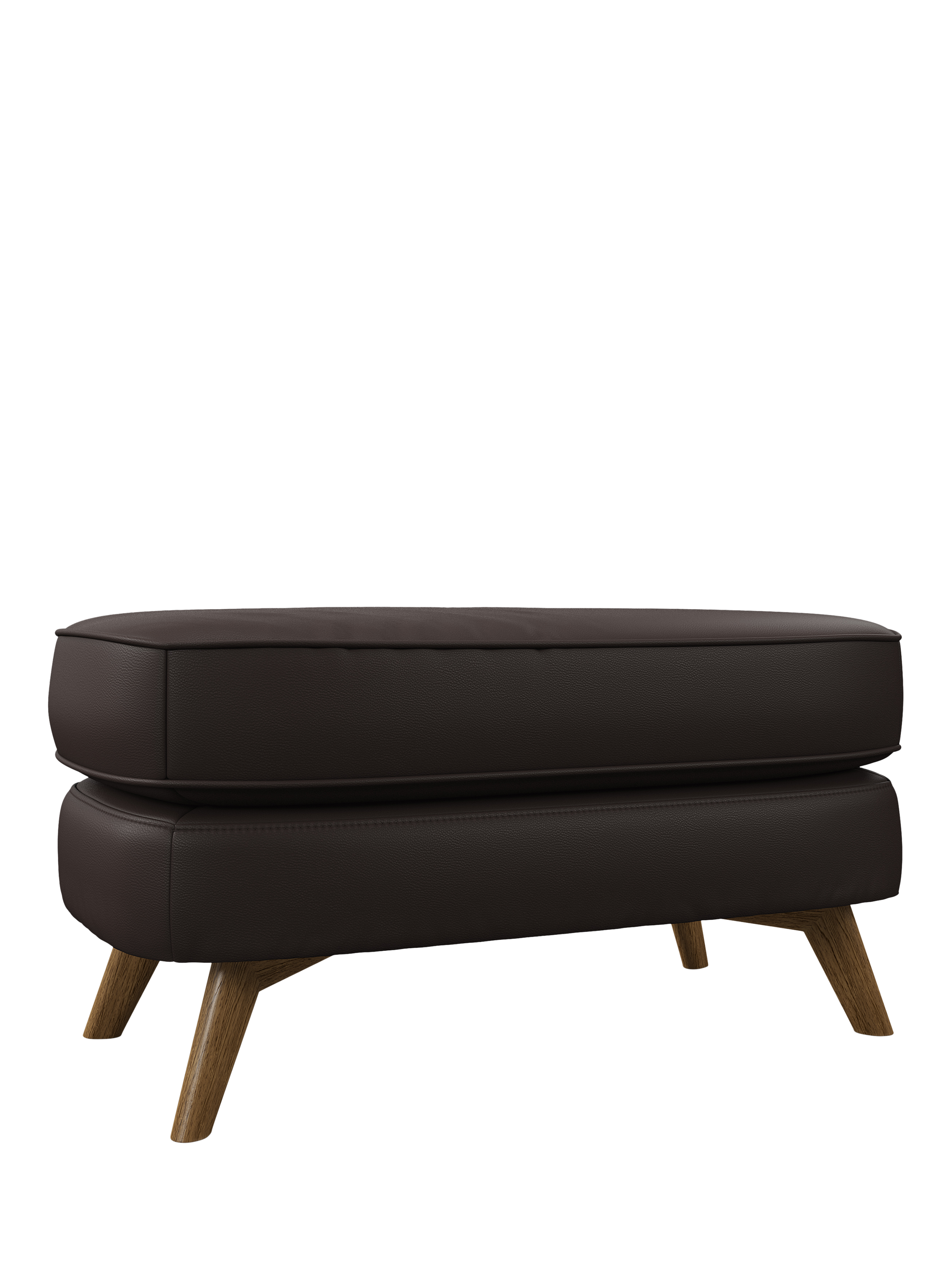 Barbican Range, John Lewis Barbican Leather Footstool, Light Leg, Matt Chocolate