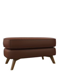 John Lewis Barbican Leather Footstool, Light Leg, Matt Chestnut