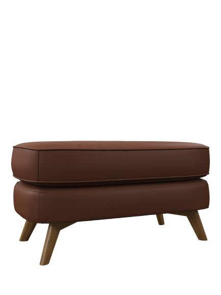 John Lewis Barbican Leather Footstool, Light Leg, Matt Chestnut
