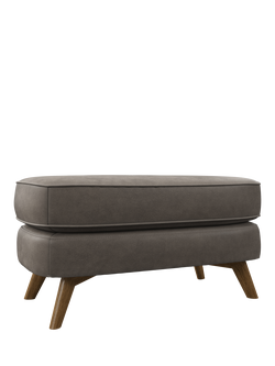 John Lewis Barbican Leather Footstool, Light Leg, Demetra Grey