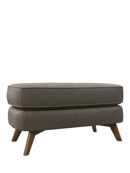 John Lewis Barbican Leather Footstool, Light Leg, Demetra Grey