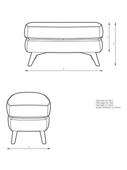 John Lewis Barbican Leather Footstool, Light Leg - view 2, Demetra Grey
