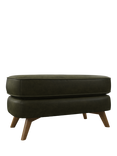 John Lewis Barbican Leather Footstool, Light Leg, Demetra Green