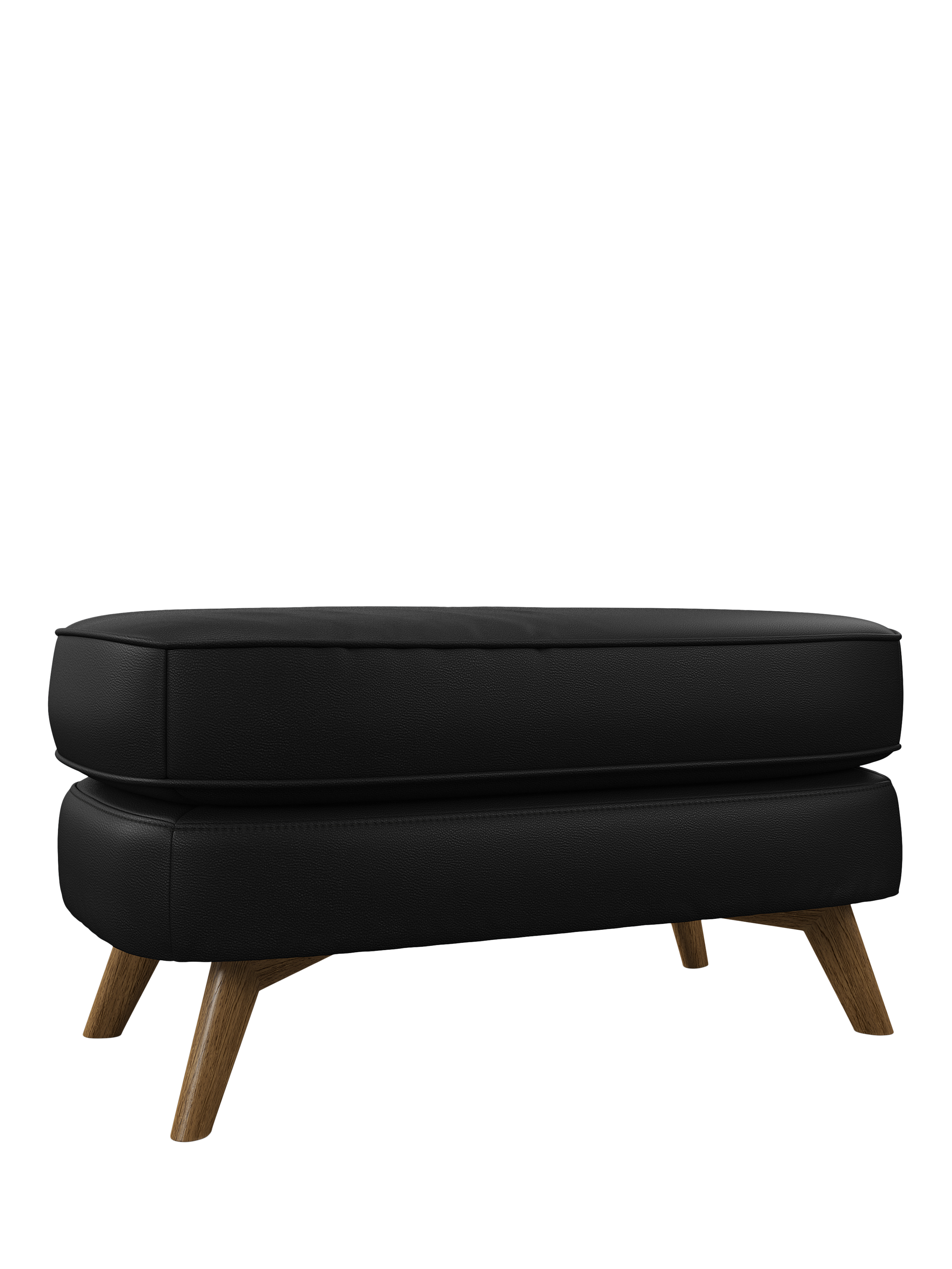 Barbican Range, John Lewis Barbican Leather Footstool, Light Leg, Matt Black