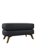 John Lewis Barbican Leather Footstool, Light Leg, Matt Navy