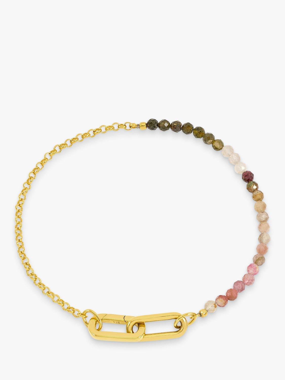 Product image 1 of 5, which shows Rachel Jackson London Watermelon Gemstone Bracelet, Gold