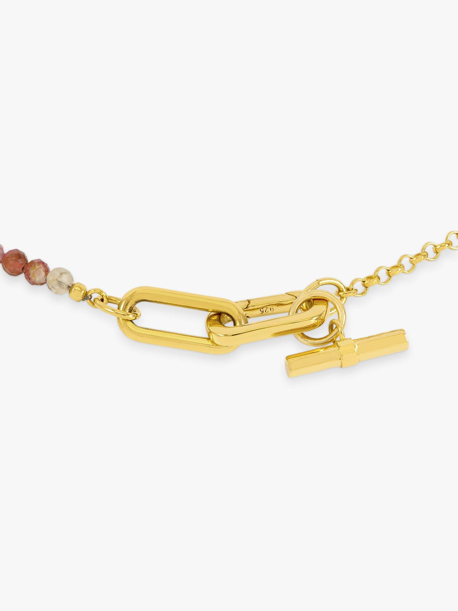 Product image 2 of 5, which shows Rachel Jackson London Tourmaline Gemstone T-Bar Bracelet, Gold