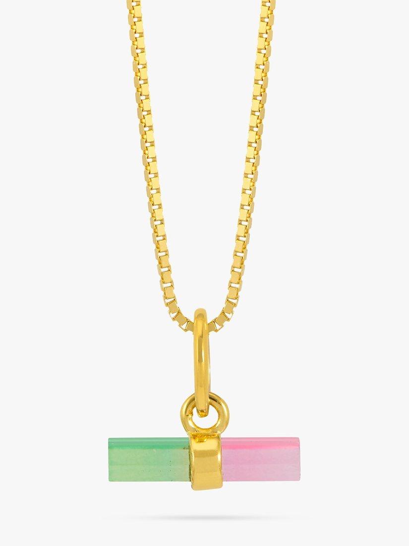 Product image 1 of 2, which shows Rachel Jackson London Mini Watermelon T-Bar Necklace, Gold