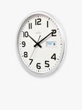 Acctim Date Window Analogue Wall Clock, 32cm, Chrome