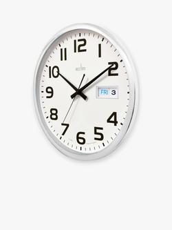 Acctim Date Window Analogue Wall Clock, 32cm - view 2, Chrome