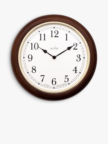 Acctim Winchester Light Wood Analogue Quartz Wall Clock, 31cm, Dark Oak