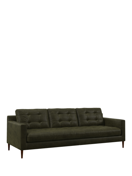 John Lewis Draper II Grand 4 Seater Leather Sofa, Dark Leg, Demetra Green