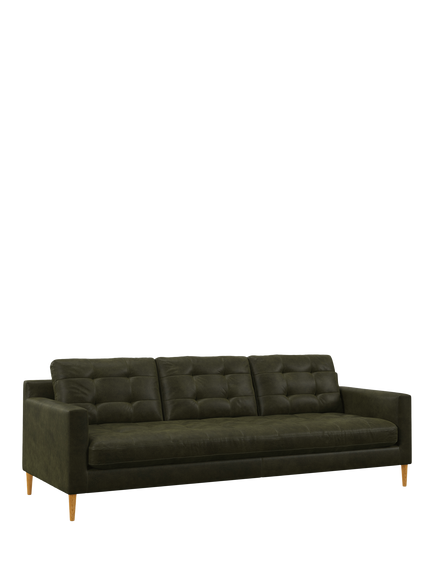 John Lewis Draper II Grand 4 Seater Leather Sofa, Light Leg, Demetra Green