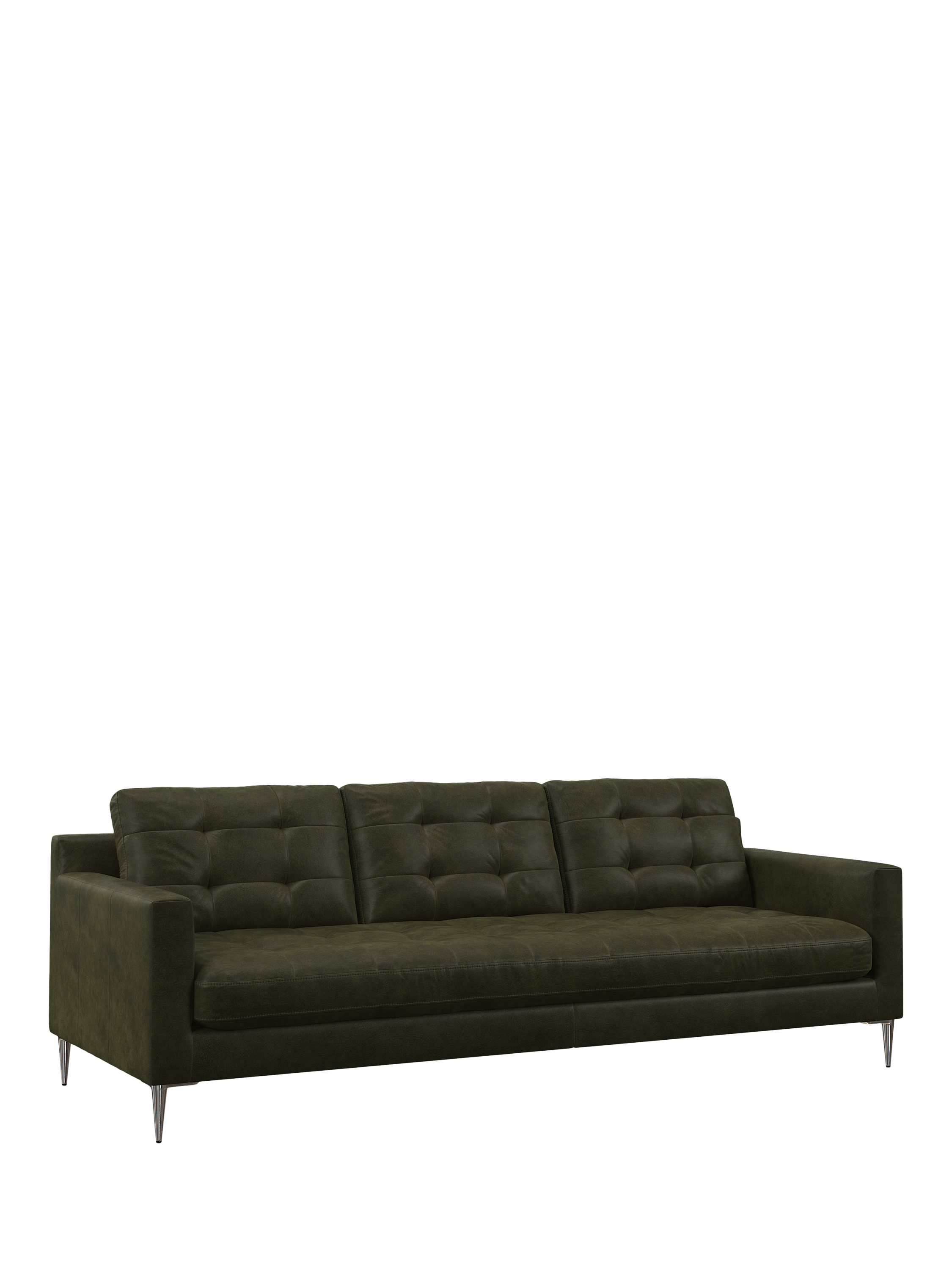 Draper Range, John Lewis Draper II Grand 4 Seater Leather Sofa, Metal Leg, Demetra Green