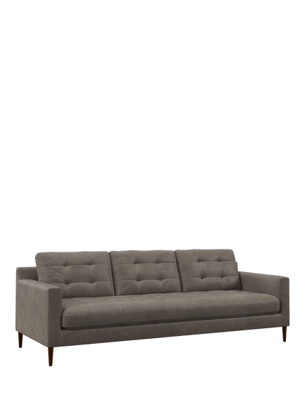 John Lewis Draper II Grand 4 Seater Leather Sofa, Dark Leg, Demetra Grey