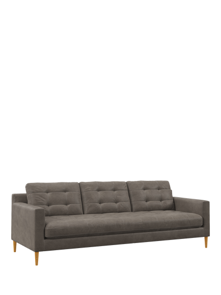 John Lewis Draper II Grand 4 Seater Leather Sofa, Light Leg, Demetra Grey