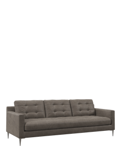 John Lewis Draper II Grand 4 Seater Leather Sofa, Metal Leg, Demetra Grey