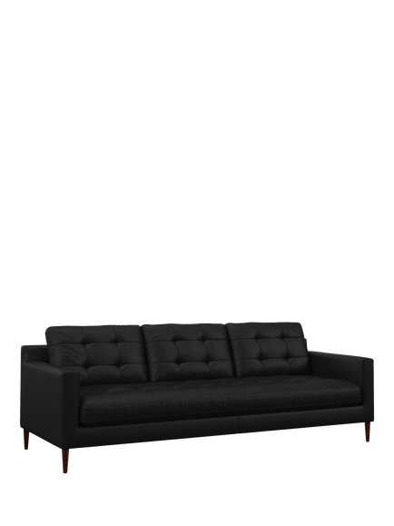 John Lewis Draper II Grand 4 Seater Leather Sofa, Dark Leg, Matt Black