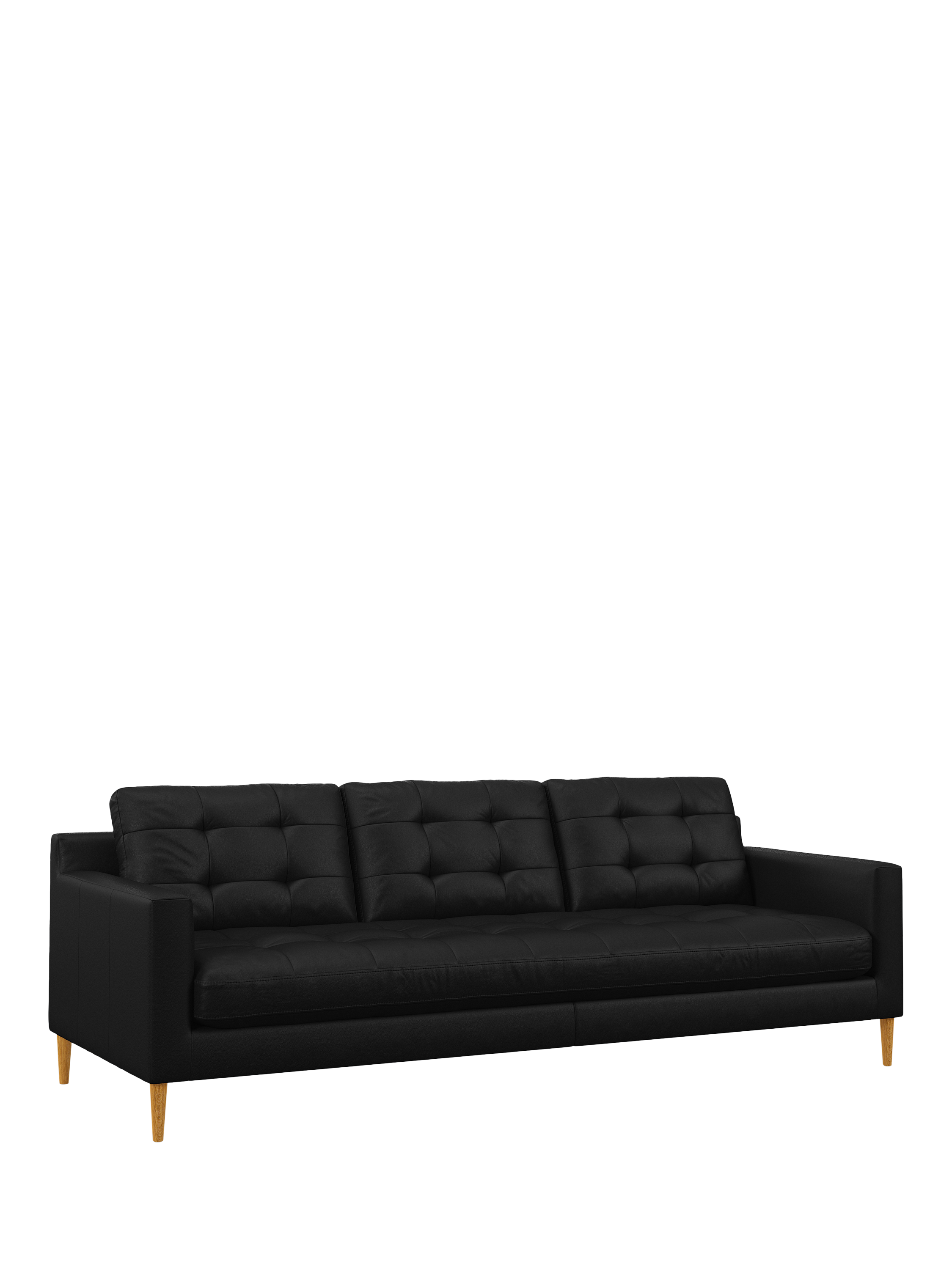 Draper Range, John Lewis Draper II Grand 4 Seater Leather Sofa, Light Leg, Matt Black