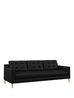 John Lewis Draper II Grand 4 Seater Leather Sofa, Light Leg, Matt Black
