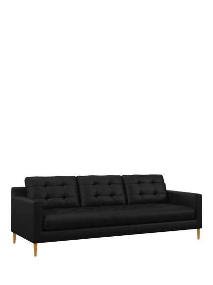 John Lewis Draper II Grand 4 Seater Leather Sofa, Light Leg, Matt Black