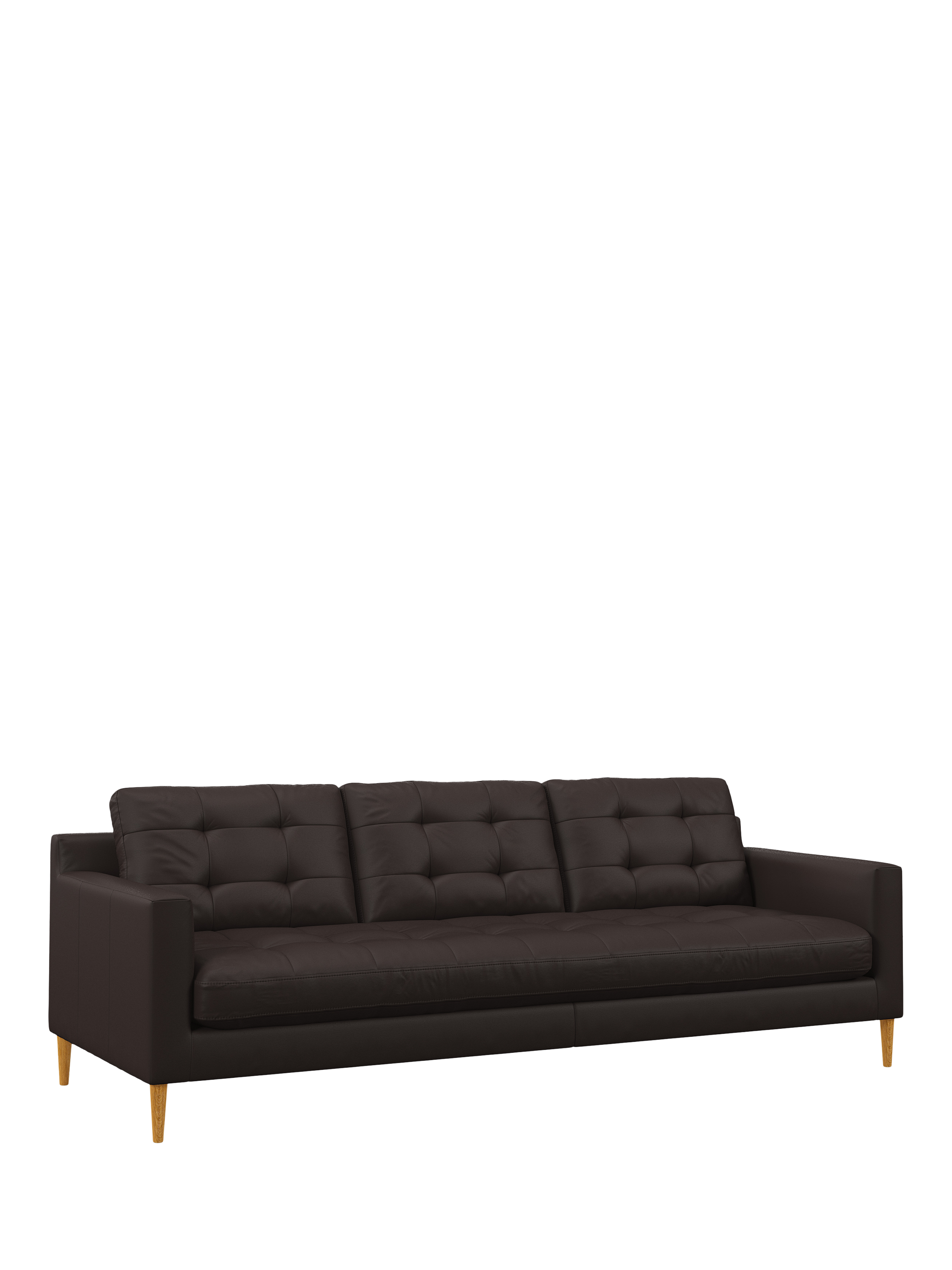 Draper Range, John Lewis Draper II Grand 4 Seater Leather Sofa, Light Leg, Matt Chocolate