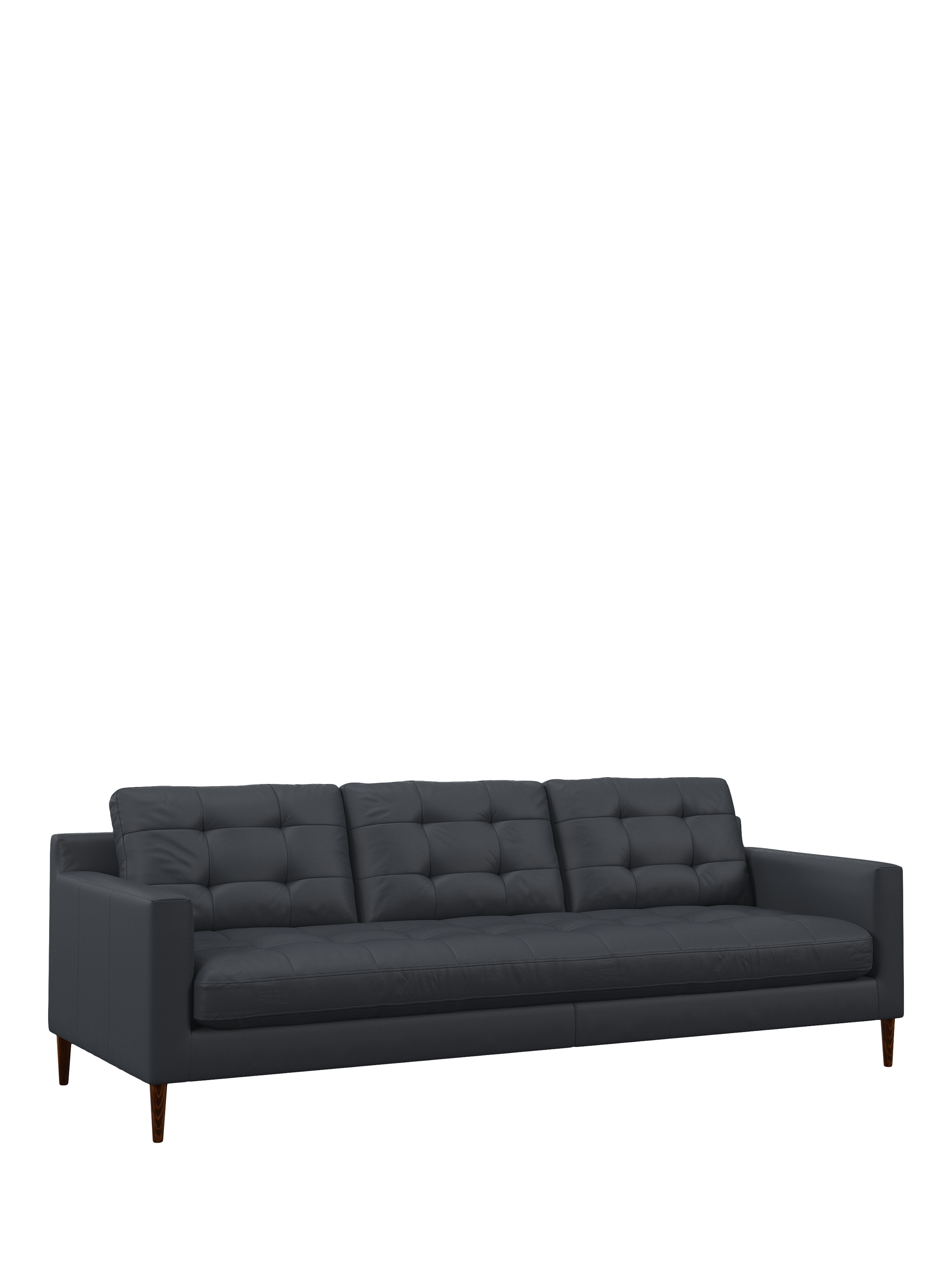 Draper Range, John Lewis Draper II Grand 4 Seater Leather Sofa, Dark Leg, Matt Navy