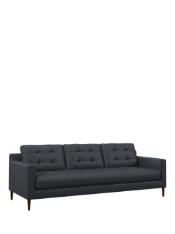 John Lewis Draper II Grand 4 Seater Leather Sofa, Dark Leg, Matt Navy