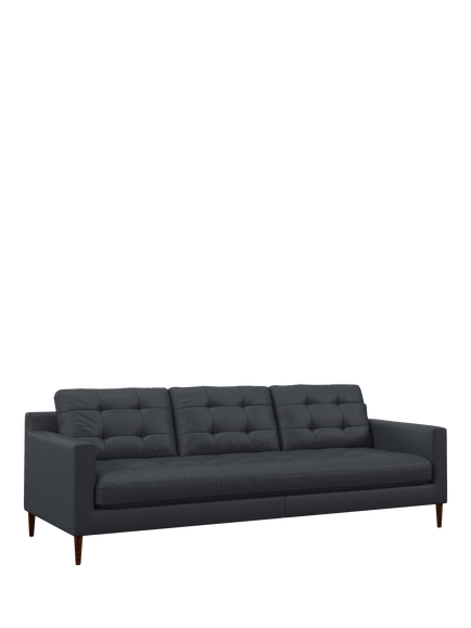 John Lewis Draper II Grand 4 Seater Leather Sofa, Dark Leg, Matt Navy
