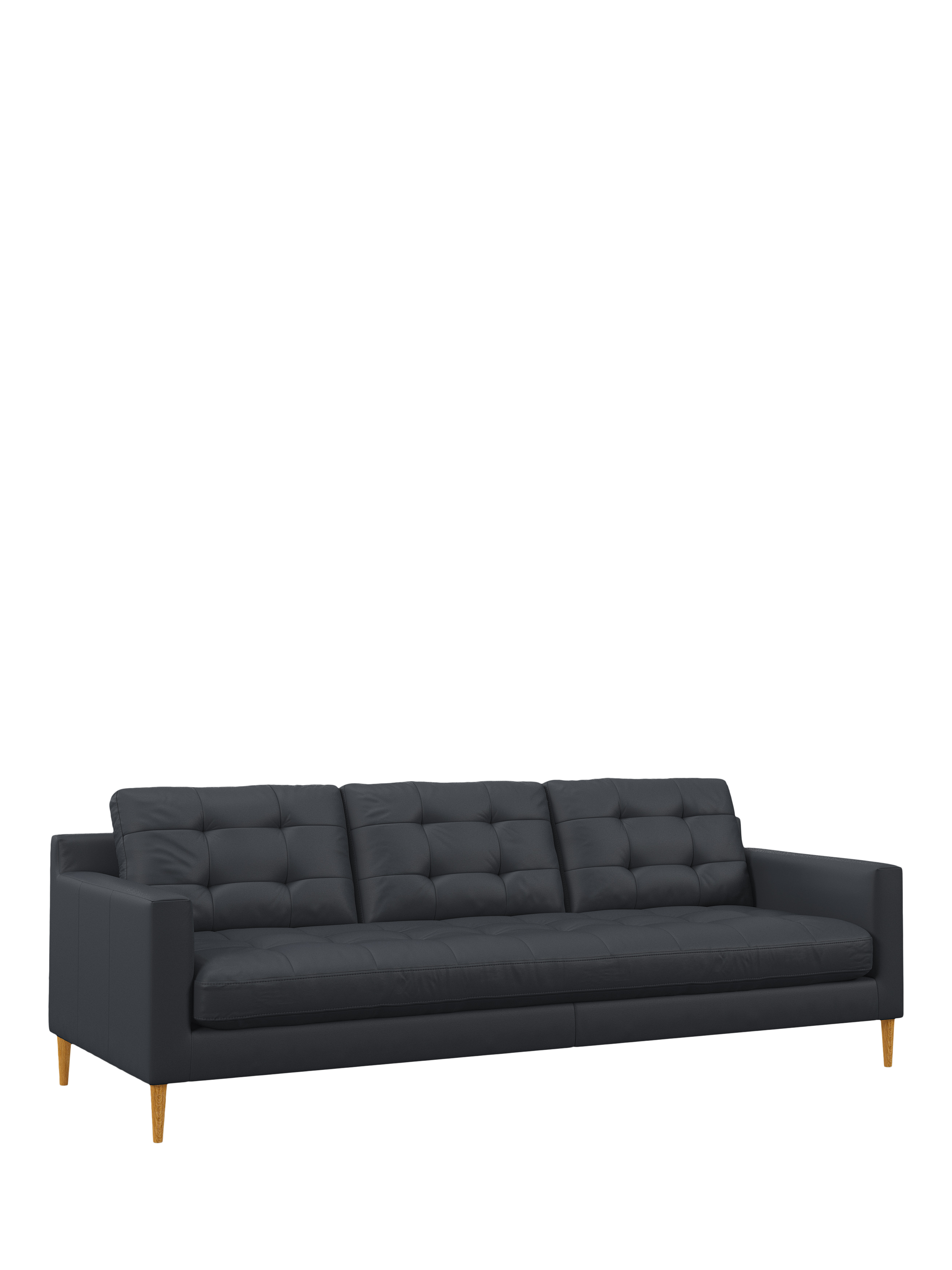 Draper Range, John Lewis Draper II Grand 4 Seater Leather Sofa, Light Leg, Matt Navy