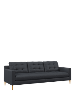 John Lewis Draper II Grand 4 Seater Leather Sofa, Light Leg, Matt Navy