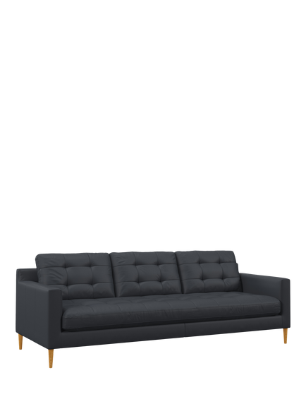 John Lewis Draper II Grand 4 Seater Leather Sofa, Light Leg, Matt Navy