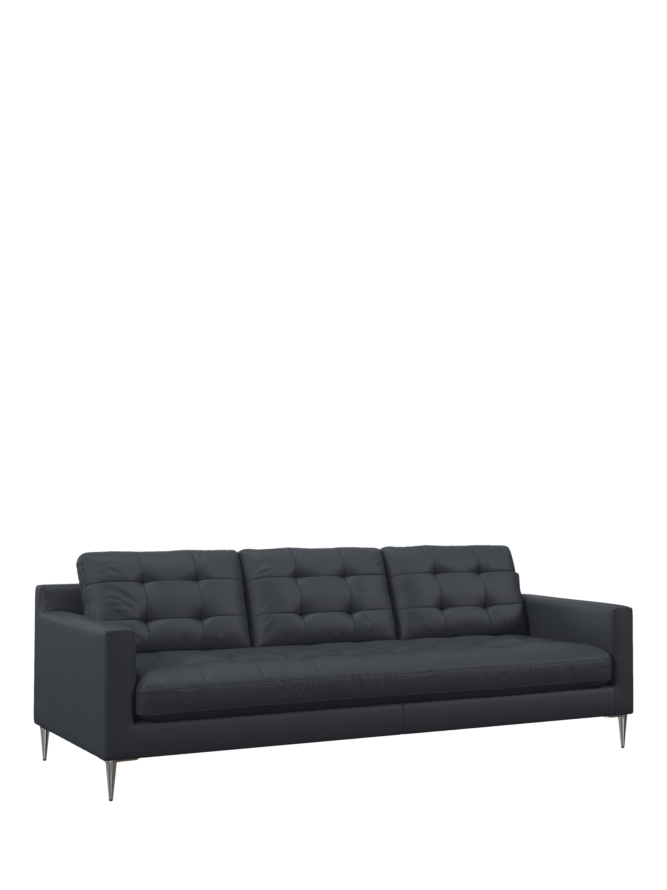 Draper Range, John Lewis Draper II Grand 4 Seater Leather Sofa, Metal Leg, Matt Navy