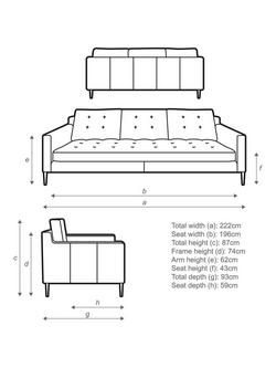 John Lewis Draper II Grand 4 Seater Leather Sofa, Metal Leg - view 2, Matt Navy