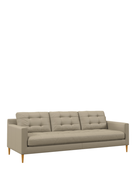 John Lewis Draper II Grand 4 Seater Leather Sofa, Light Leg, Matt Pearl