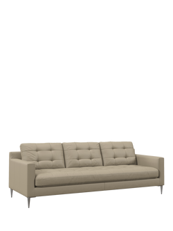 John Lewis Draper II Grand 4 Seater Leather Sofa, Metal Leg, Matt Pearl